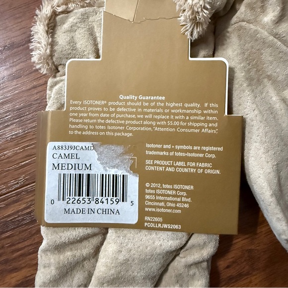 Isotoner Camel Suede Gloves with Fur Trim - New with Tags - Picture 3 of 5